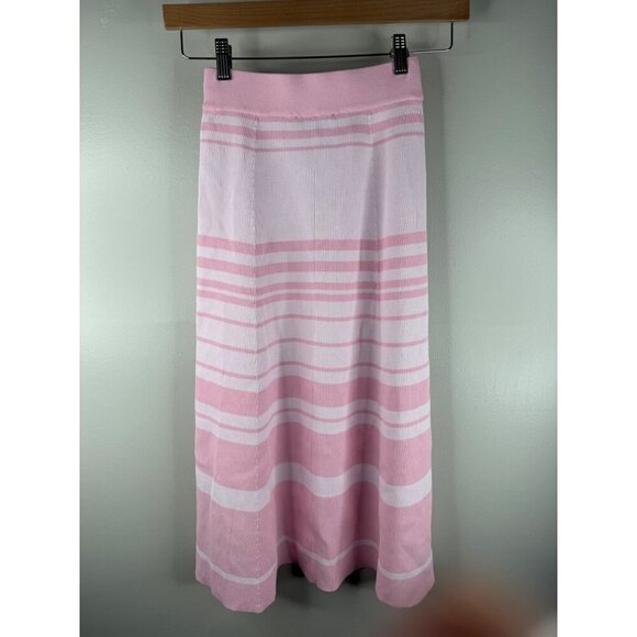 GENERATION LOVE Tiana Knit Sweater Skirt Gold Chain Pink Stripe Size XXS NWT - Picture 8 of 9